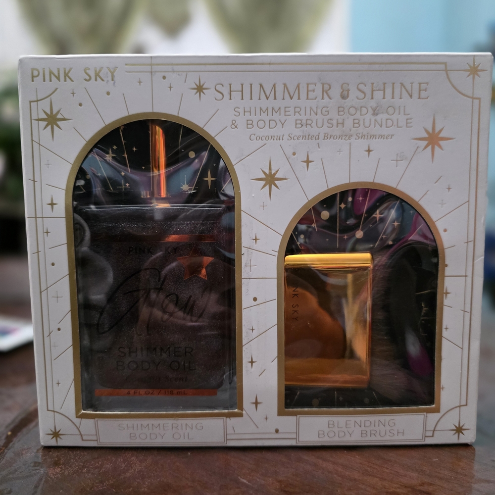 Pink Sky Shimmer & Shine Body Oil and Brush Bundle